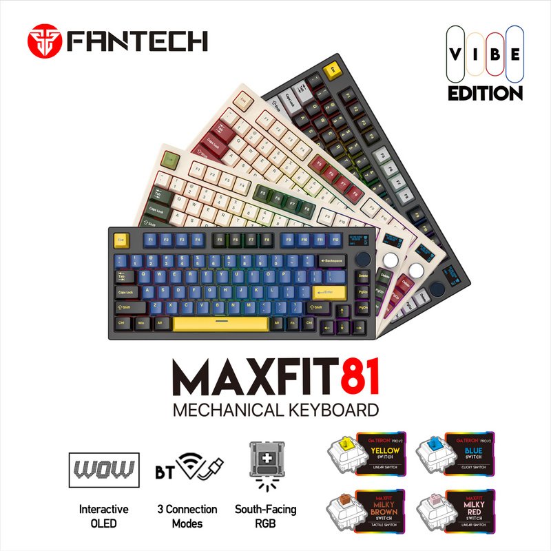 FANTECH MK910 MAXFIT Wholesale Interactive OLED Wireless Gaming Modular Mechanical Keyboard