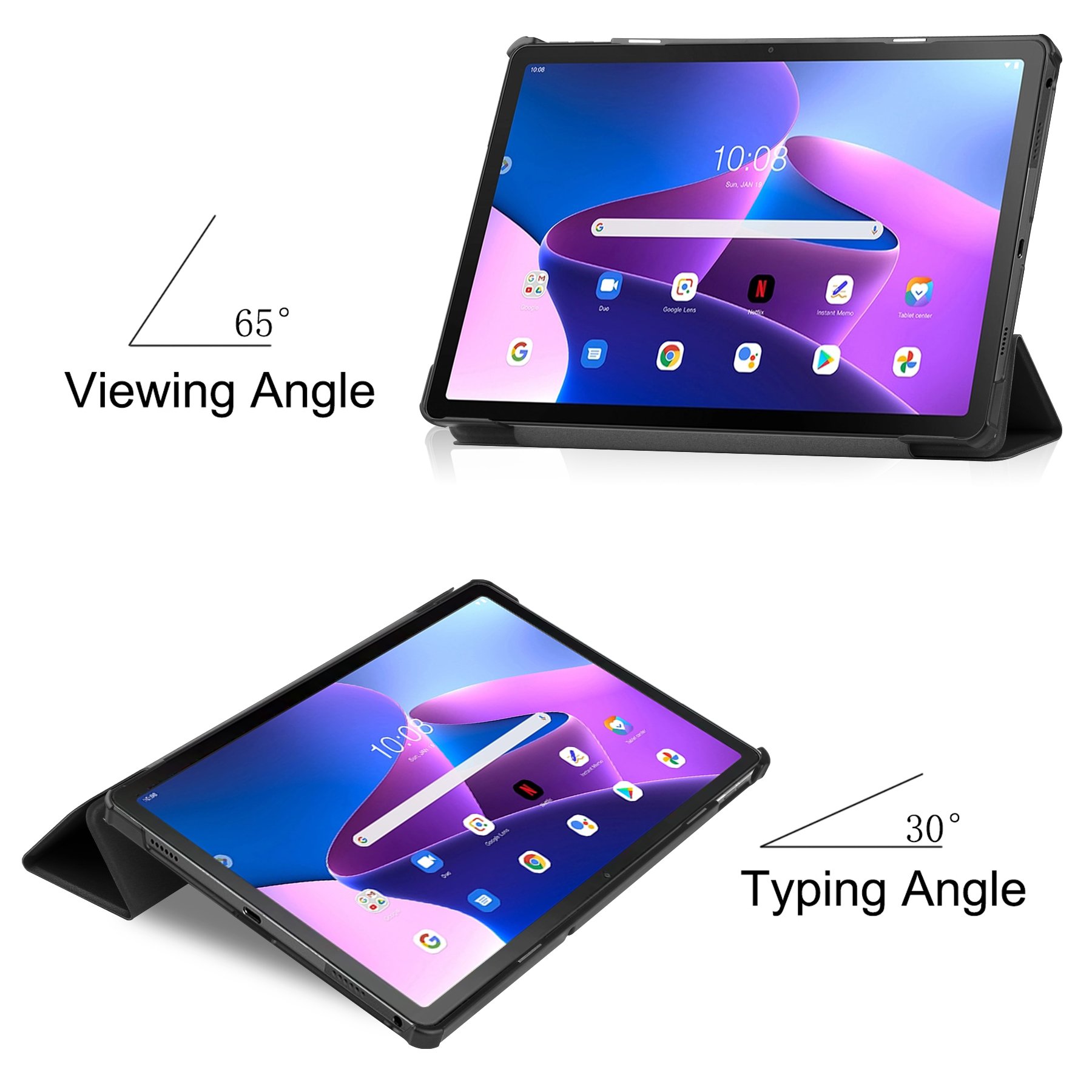 Trifold slim cover leather tablet case for Lenovo tab M10 Plus 3rd Gen 2022 10.6 " TB-X616M