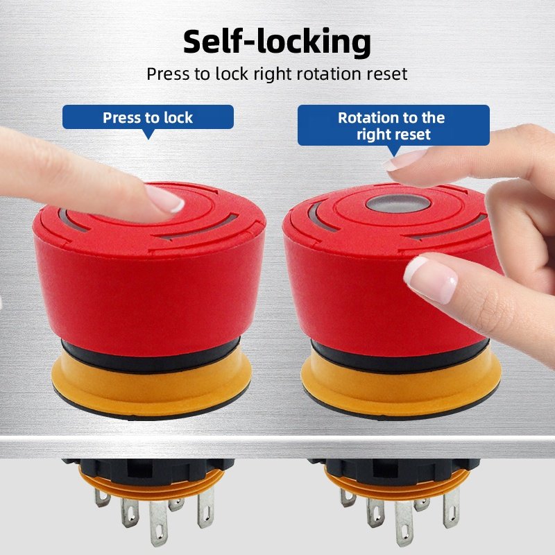 Hot Selling Products 2024 22mm Safety E-Stop Rohs Emergency Stop Button Switches Red Industrial Momentary Push Button Switch