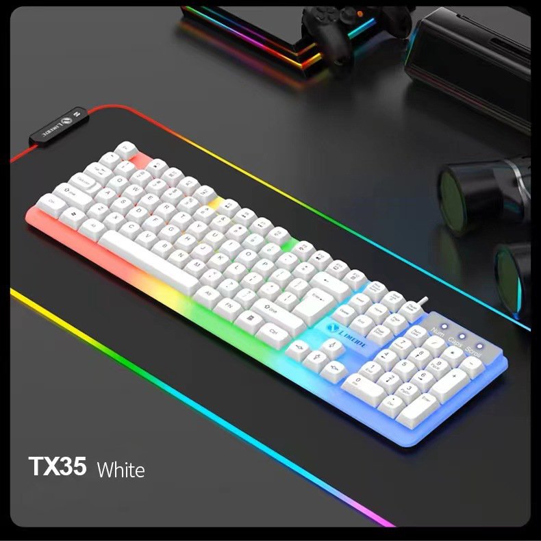 104-Key RGB LED Backlit Mechanical Gaming Keyboard Mouse Combo 2.4G USB Wired Connection for Desktop/Laptop Computer Application