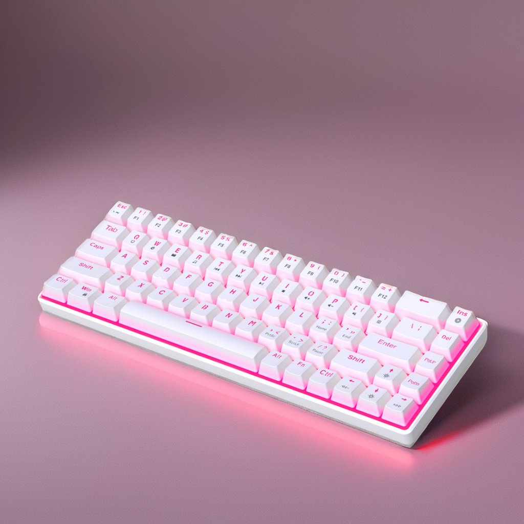 2024 New HXSJ V800 68 Keys pink Wired Gaming Keyboard RGB Backlit Mini portable Small Compact mechanical Keyboard for girls gift
