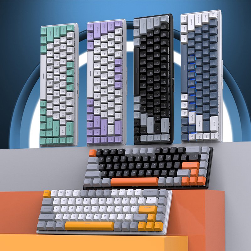 K68 wired wireless Bluetooth customization 68 keys 60 percent switch hot swap ergonomics RGB gamer gaming mechanical keyboard