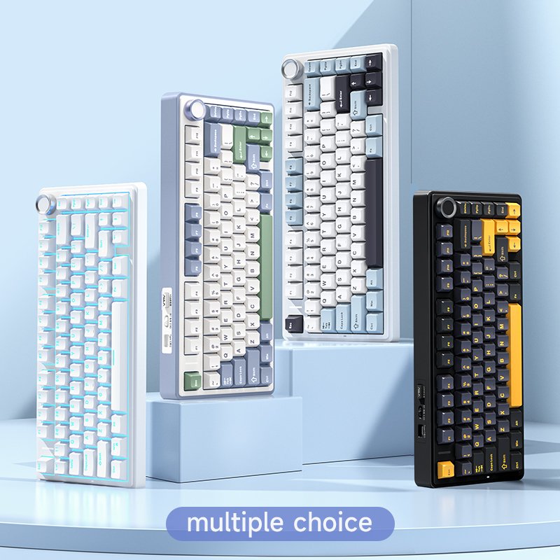 AULA F75 RGB LED Light OEM Logo Custom Gaming Keyboard USB 3.0 & 2.4G Wireless 75% PC Computer Mechanical Switch in English