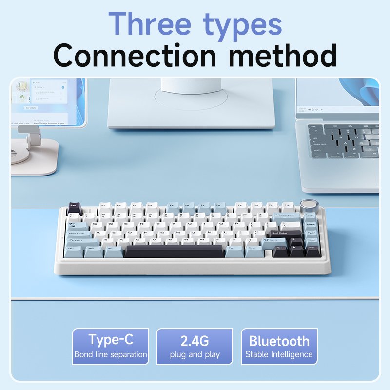 AULA F75 RGB LED Light OEM Logo Custom Gaming Keyboard USB 3.0 & 2.4G Wireless 75% PC Computer Mechanical Switch in English