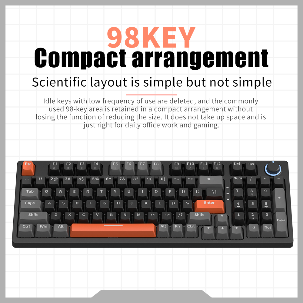 Mix Color Backlit RGB Gaming Mechanical Keyboard Green Switches Red Switches 98 Keys Gaming Peripheral Wired Mechanical Keyboard