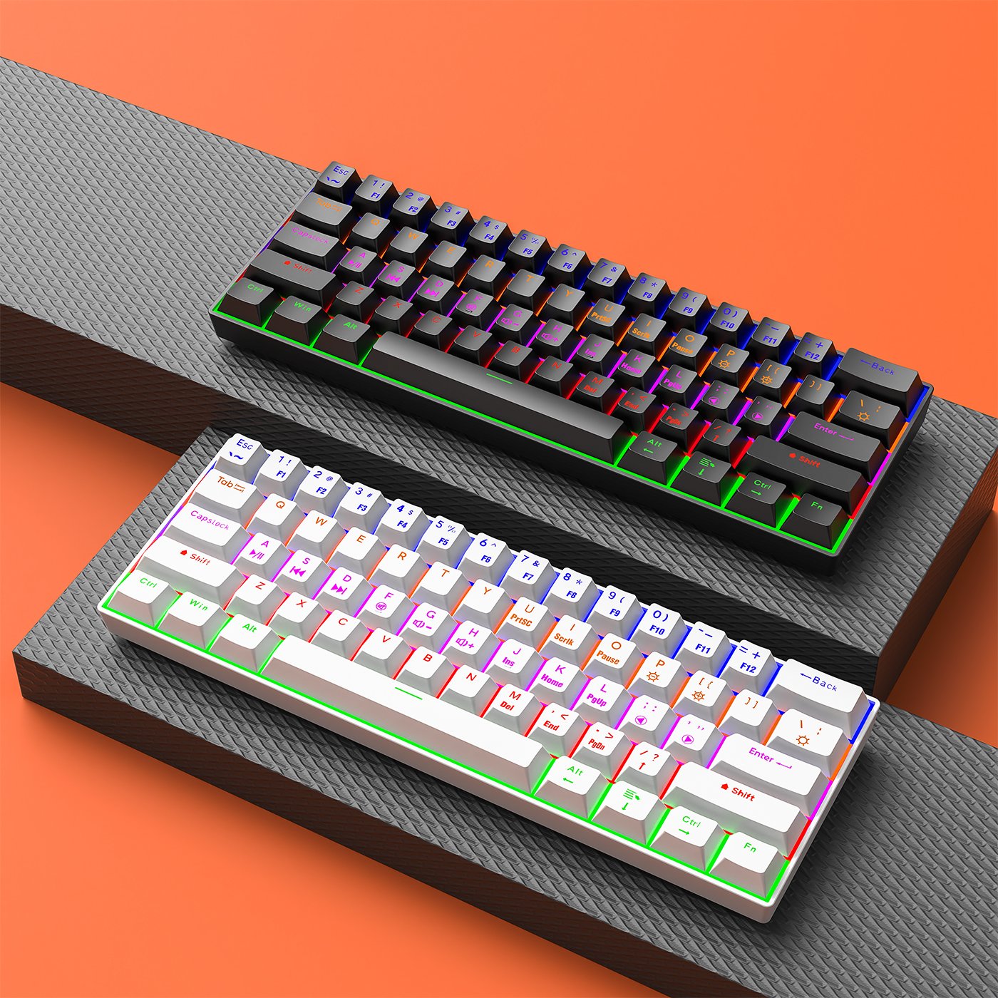 60 Percent Mechanical Gaming Keyboard Ergonomic Durable Detachable Type-C Cable Mini Teclado Gamer Gaming Keyboard Blue Switches