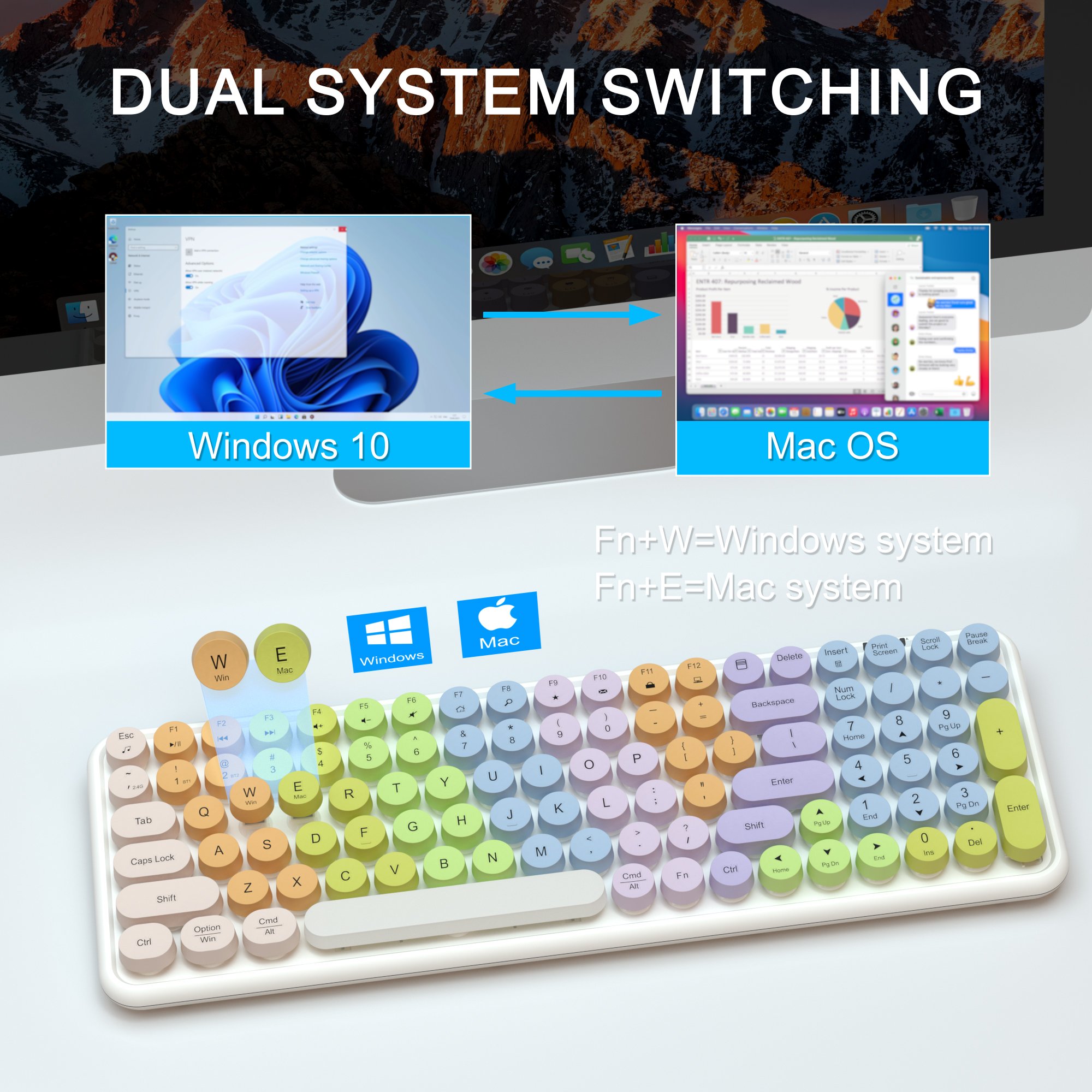 Factory Direct Wholesale Ultra-Thin 2.4GHz Wireless Keyboard Office Colorful Mechanical Switches