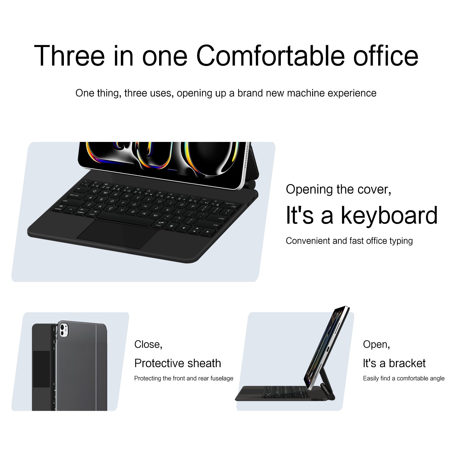 Tablet Keyboard Case Wireless Keyboard Stand Cover with Digital Display for iPad pro 11 13