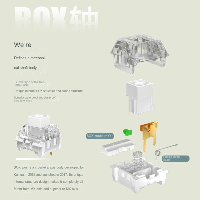 Spot Kaihua BoxV2 white axis red tea customized mechanical keyboard shaft switch hot plug DIY dustproof linear switch