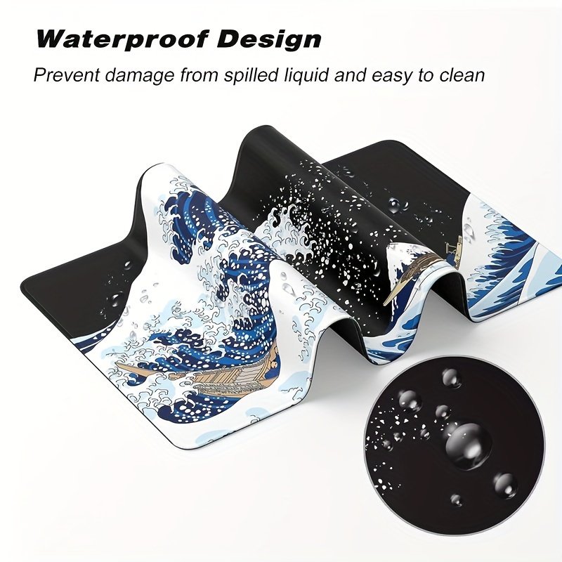 Japanese waves Large Gaming Mouse Pad Desktop Mousepad Gamer Non-Slip Rubber For Computer Office Keyboard Table Carpet Mat Cover