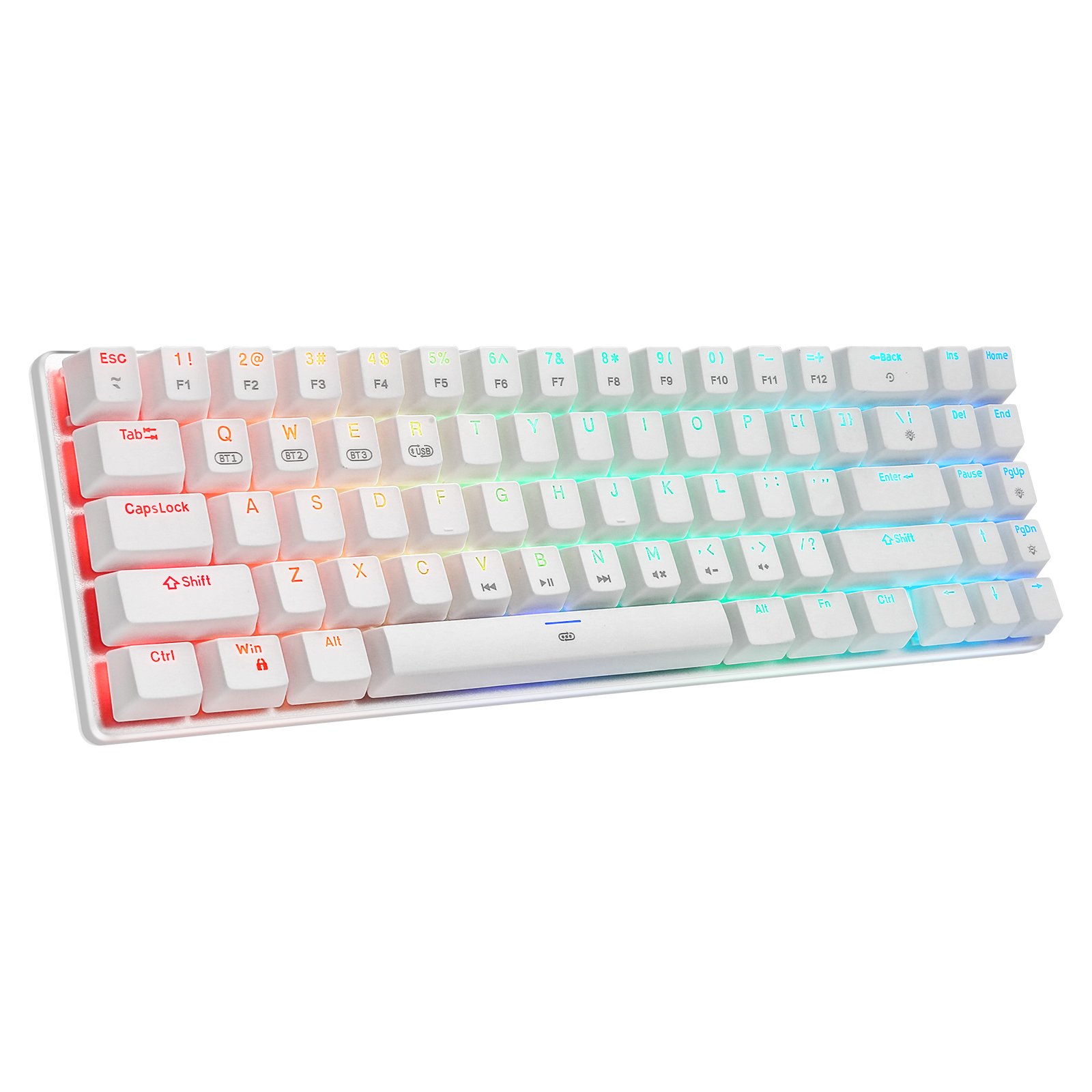 HUO JI CQ006 BT Wireless Mechanical Keyboard Red Switches Compact 71 Keys RGB Backlit Gaming Keyboard for PC Laptop