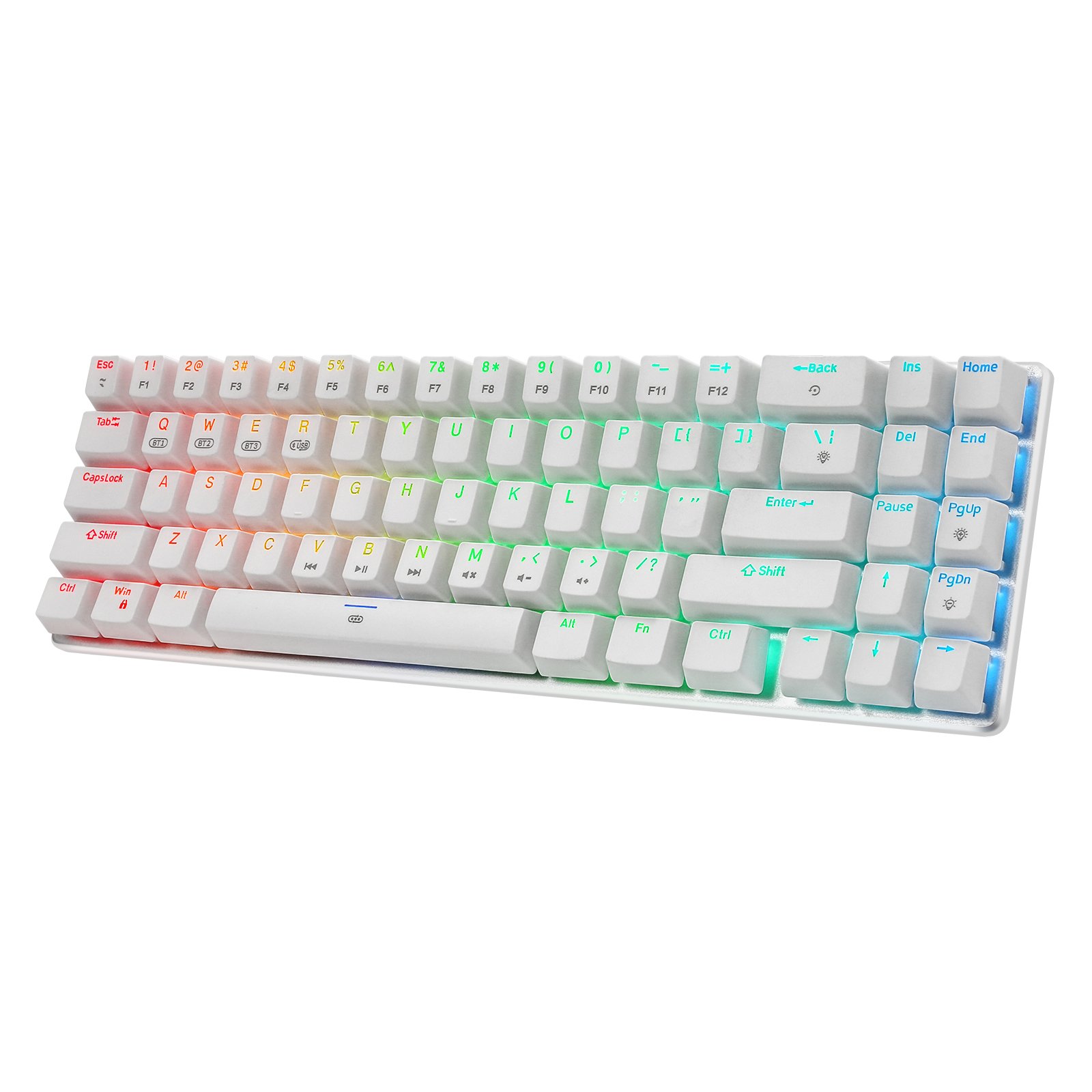 HUO JI CQ006 BT Wireless Mechanical Keyboard Red Switches Compact 71 Keys RGB Backlit Gaming Keyboard for PC Laptop