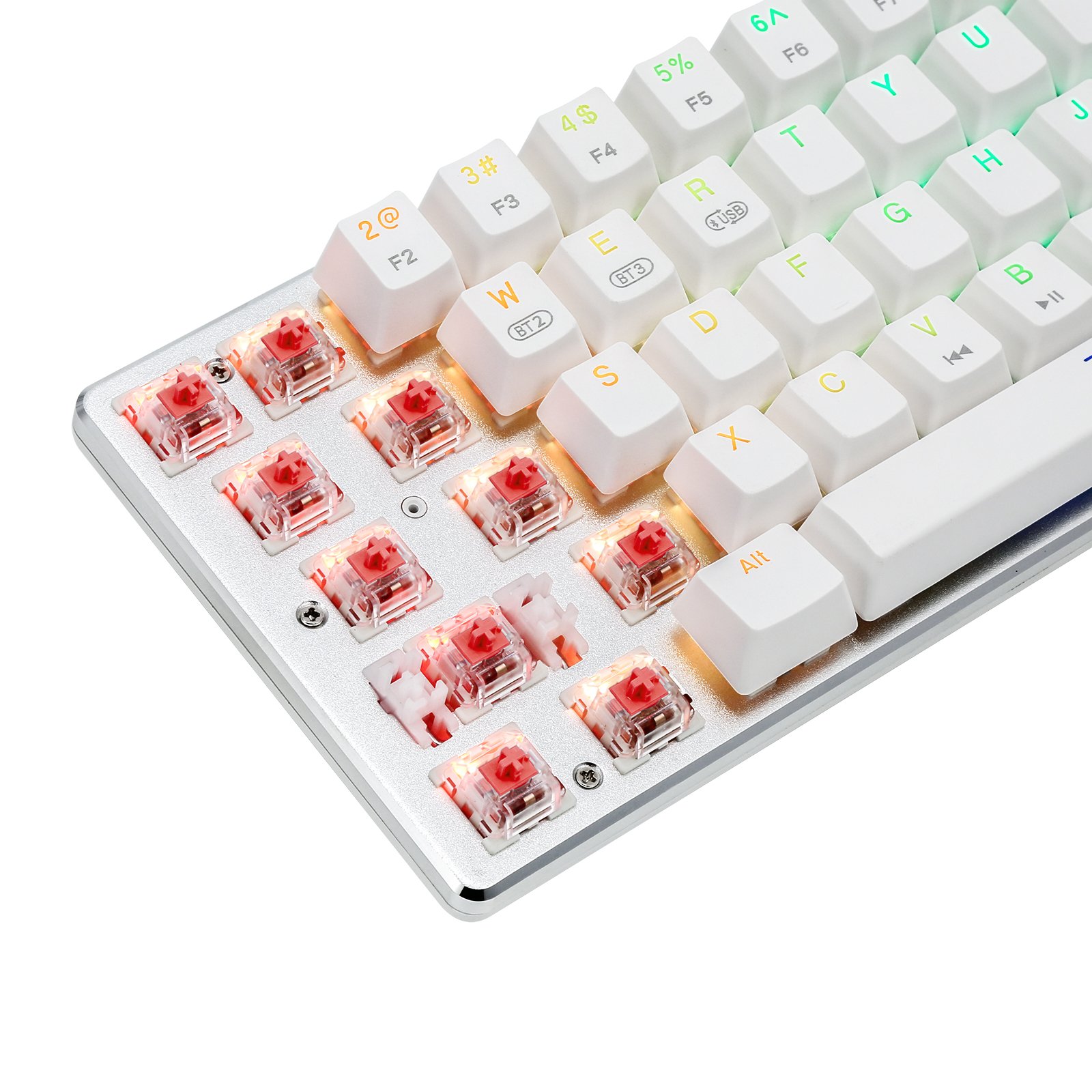 HUO JI CQ006 BT Wireless Mechanical Keyboard Red Switches Compact 71 Keys RGB Backlit Gaming Keyboard for PC Laptop