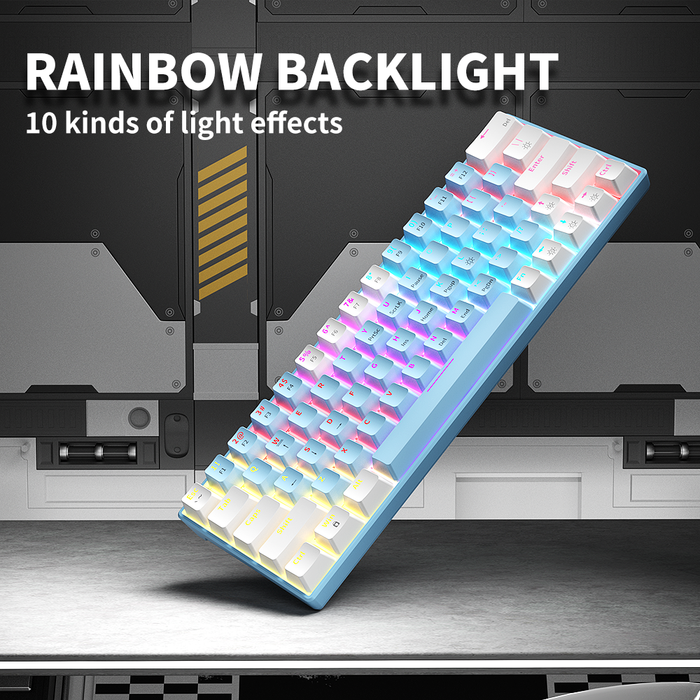 ZIFRIEND T62 Custom Red Switch Hot Swappable 25-key anti-ghosting 60 percent RGB 63 keys White Gaming Mechanical Keyboard