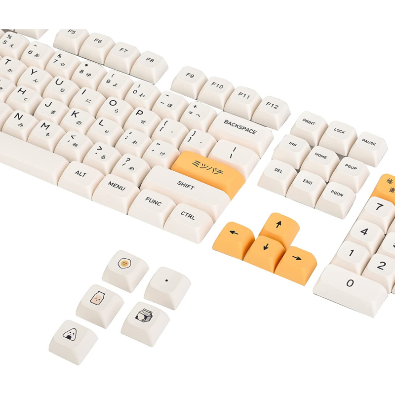 Aluminum XDA Honey Milk Keycaps Japanese Bee keycap 140-Key Set for Cherry MX Covers Fullsize 60% 65% 75% Keyboard