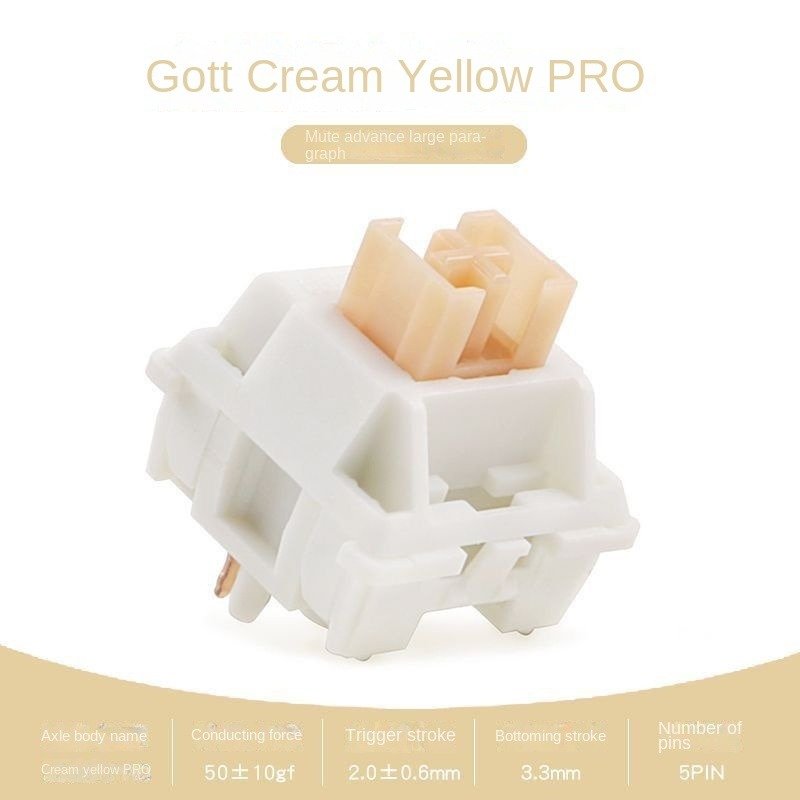 OUTEMU High Tech Cream Yellow PRO Mechanical Keyboard Hot Swap Axis Customized Advance Large Section Switch with Five Pins