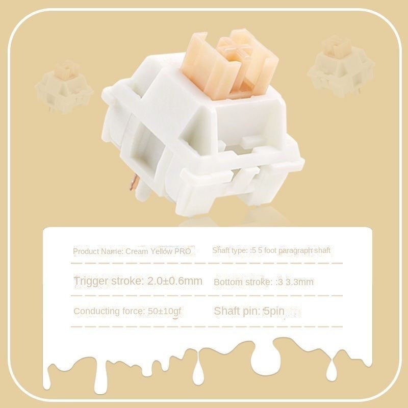 OUTEMU High Tech Cream Yellow PRO Mechanical Keyboard Hot Swap Axis Customized Advance Large Section Switch with Five Pins