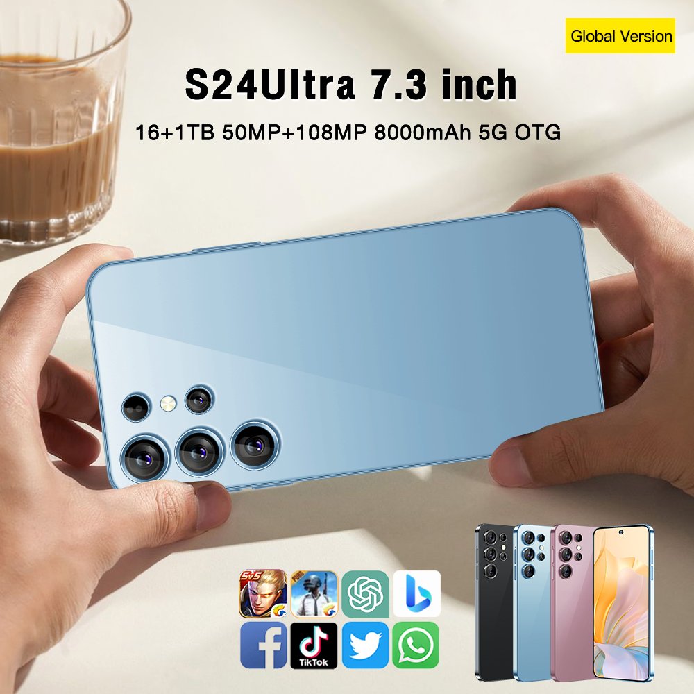 2024 Hot Selling Cellphone S24 Ultra 16GB+1TB 5G smartphone 7.3-inch Unlocked Dual Card Android 13 Mobilephone