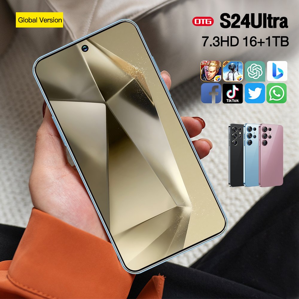 2024 Hot Selling Cellphone S24 Ultra 16GB+1TB 5G smartphone 7.3-inch Unlocked Dual Card Android 13 Mobilephone