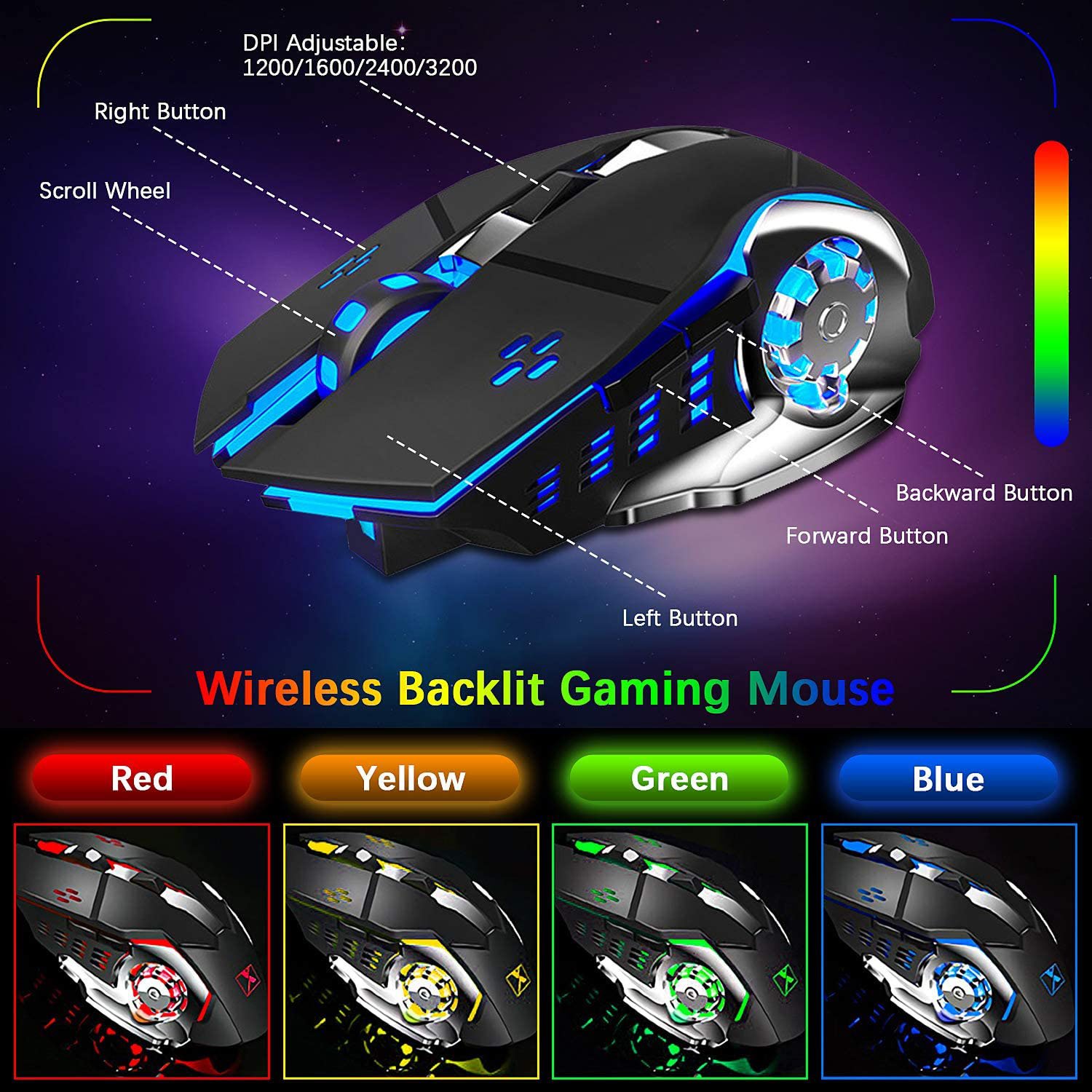 Rgb Led Backlit Mechanical Feel Wireless Gaming Keyboard Mouse Combos With Hand Rest Phone Holder For Computer Gamer Office