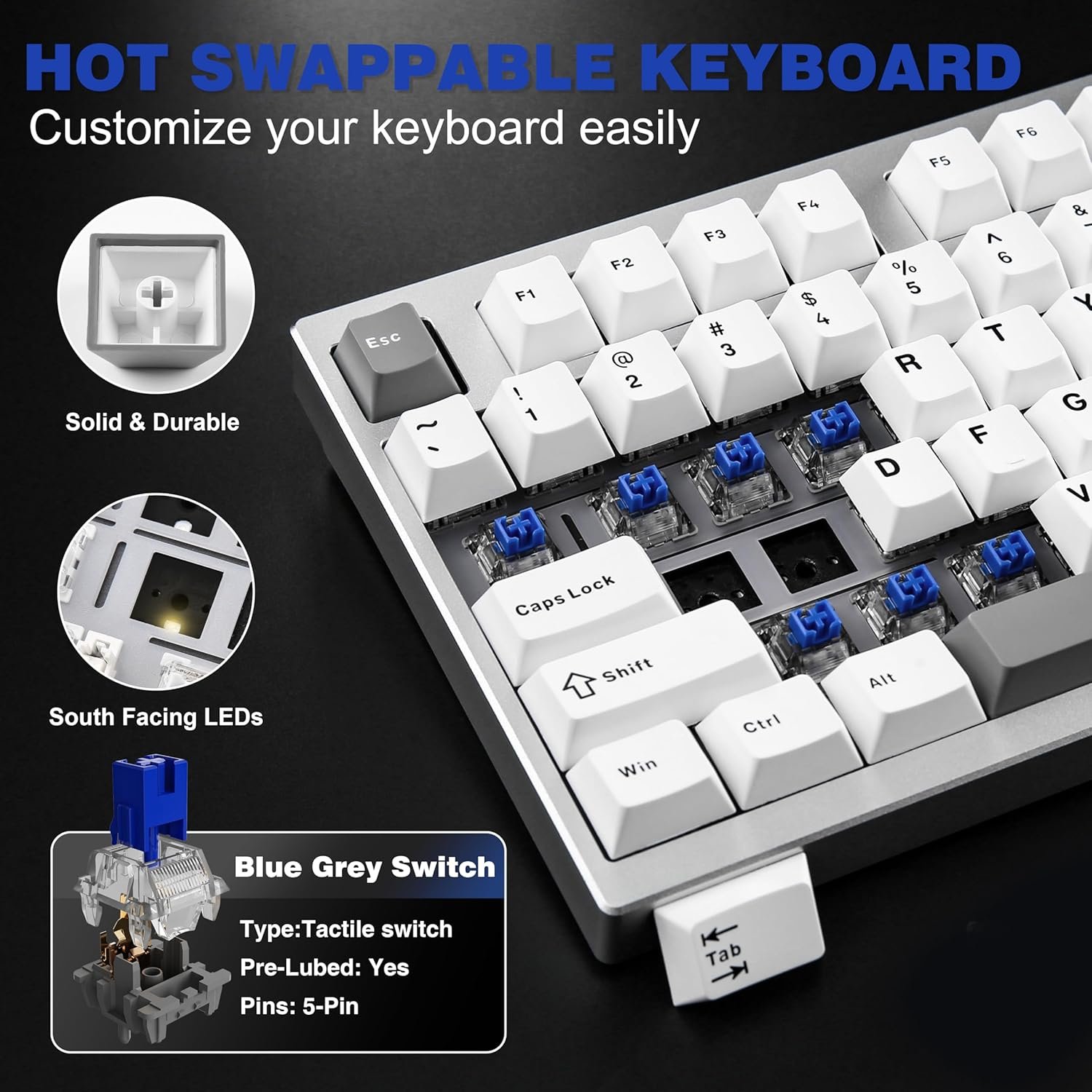YUNZII AL75 75% Gaming Keyboard Aluminium Tri-mode Wireless Mechanical Keyboard Hot Swappable