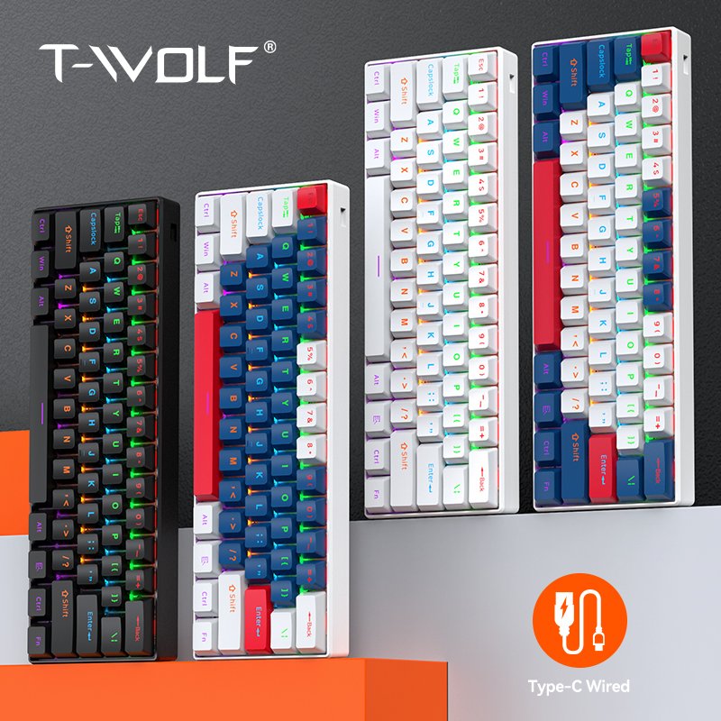 Mixed color keyboard portable TKL mechanical keyboard 60% Hot Swappable wired gaming 63keys mechanical keyboard