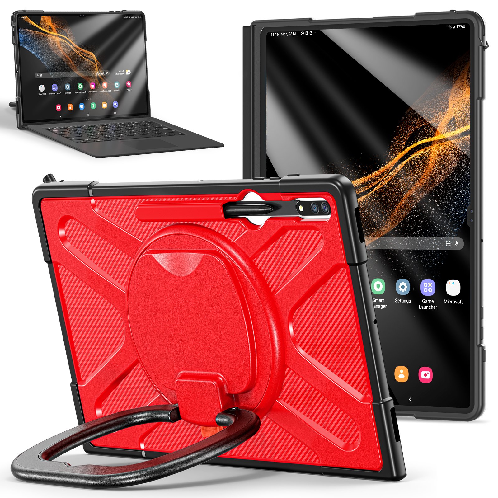 Rugged Protective Tablet Case for Samsung S8 Ultra X900 X906 Case With Pencil Holder Kickstand And Handle