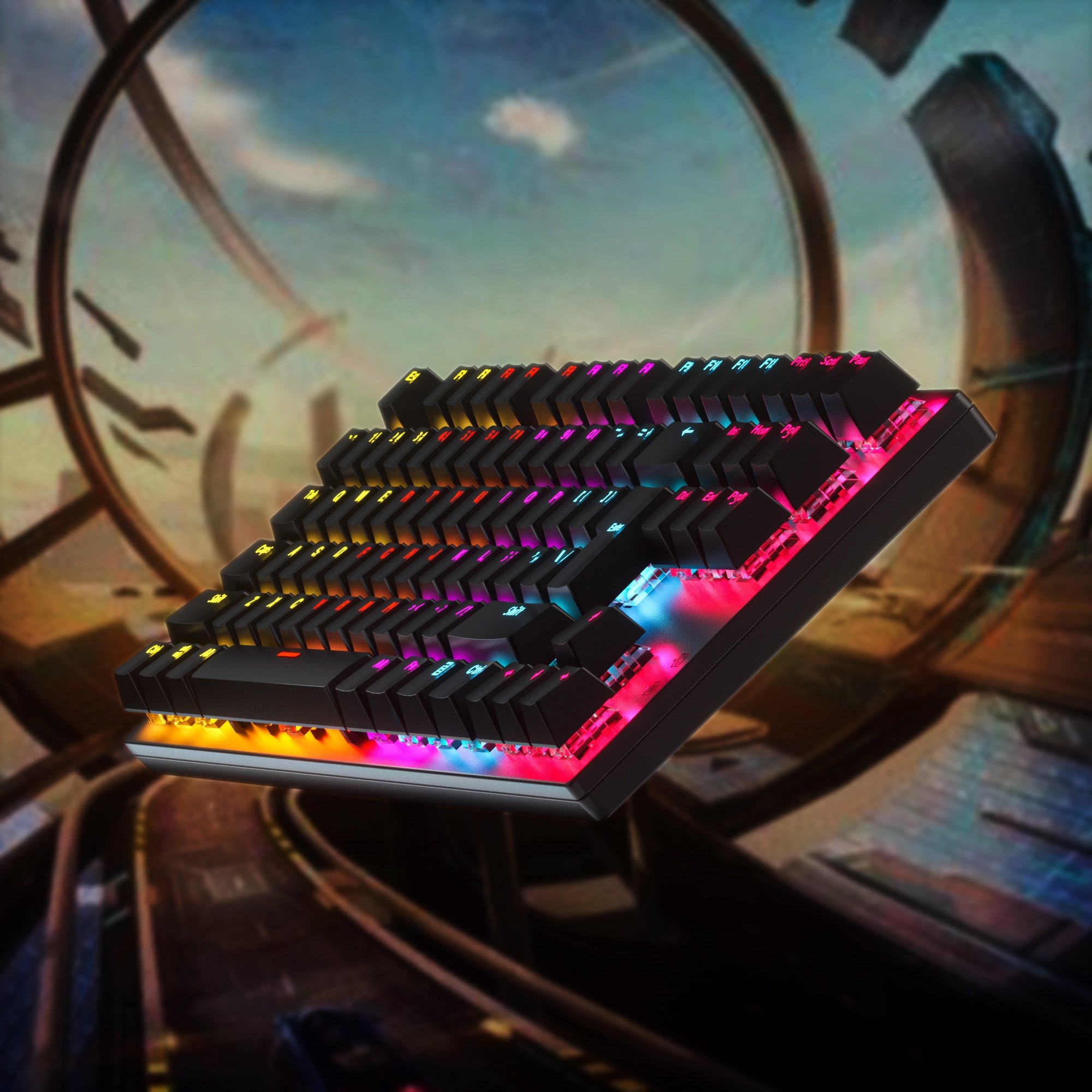 2024 High Quality Three-Mode Chaining RGB Light Wireless Gaming PC Mechanical Keyboard with USB Interface Wired Keyboard
