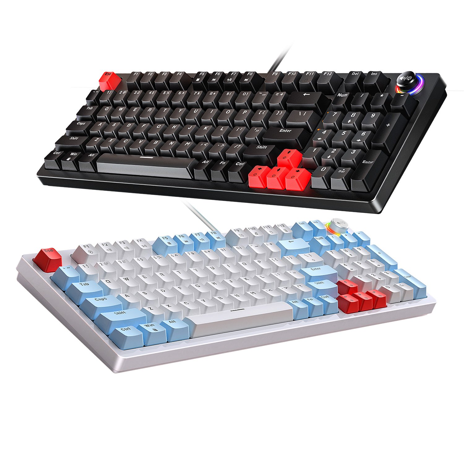 SAMA Custom Function Knob Mechanical Wired Gaming Keyboard Blue Switch Axis Multimedia Compatible Ergonomics Keyboards