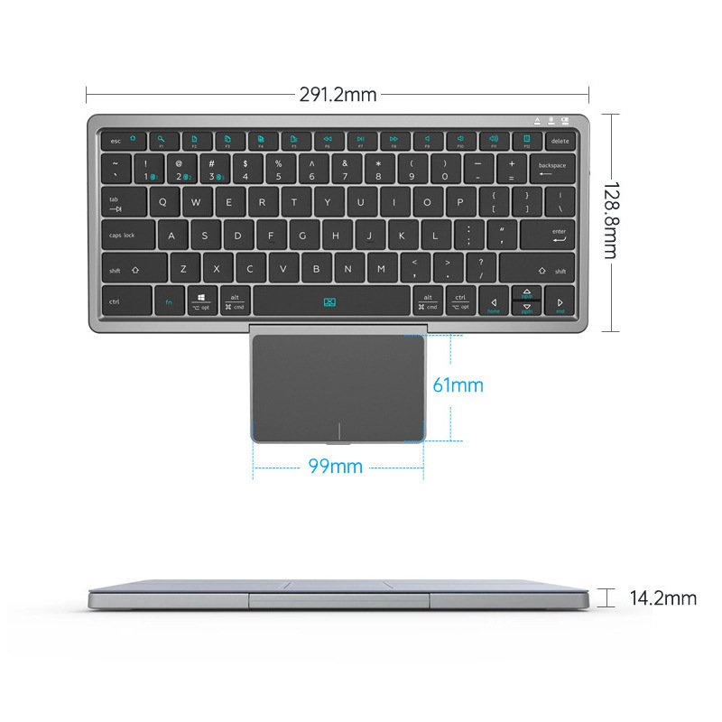 Hot Sales Mobile Aluminum Folding Mini Touchpad Wireless Keyboard for Apple Tablet PC Smartphones