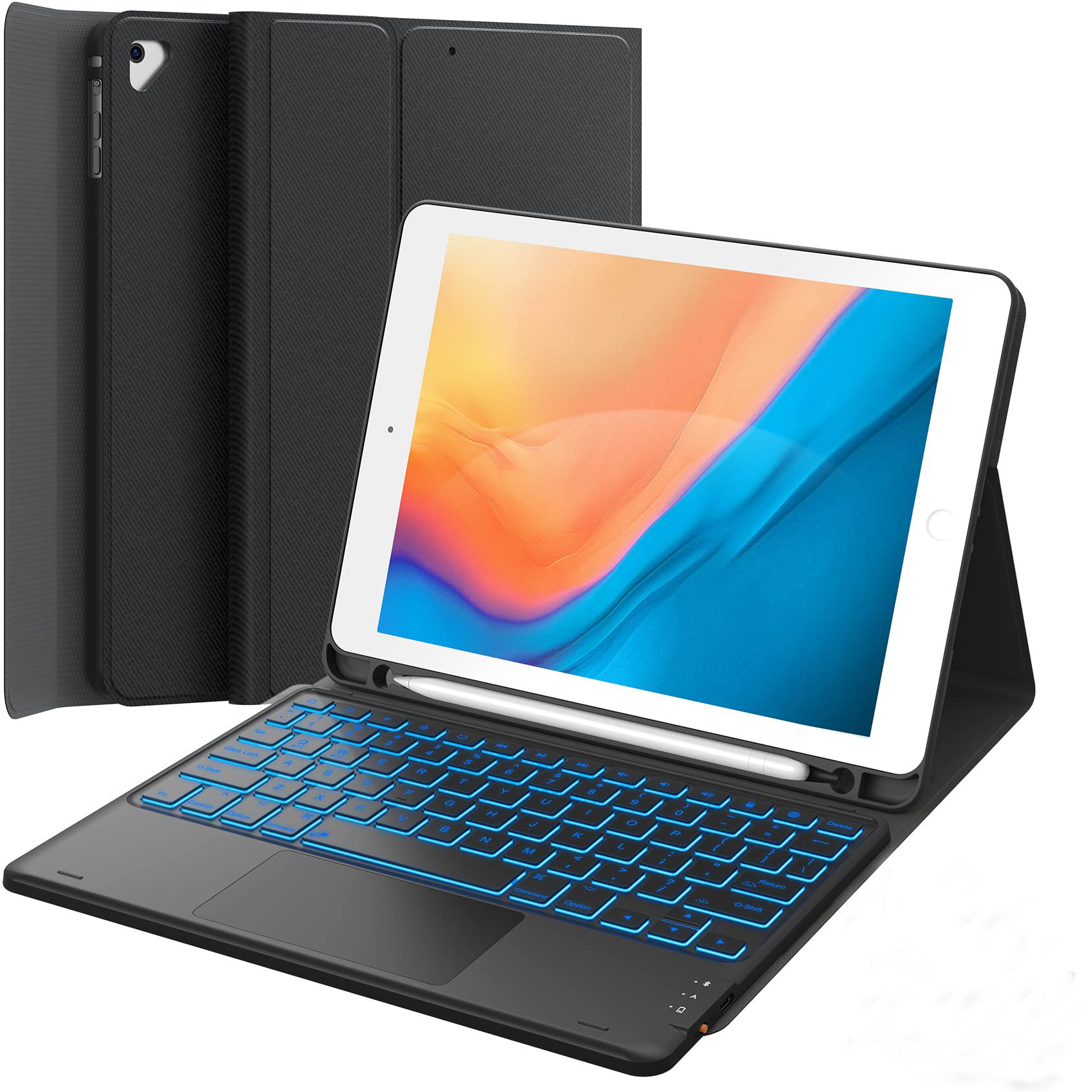 Detachable Tablet Keyboard Cover, with Touchpad and pencil holder kickstand for iPad 9.7 inch ipad 5th 6th and ipad air 1 2 case