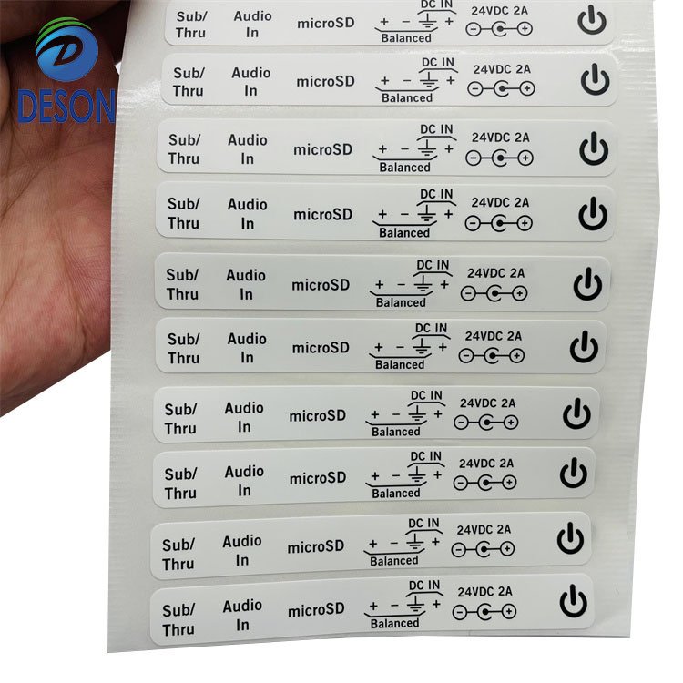 Deson Reverse Printed Velvet Polycarbonate Film Label Control Front Panel Sticker Membrane Touch Panel 3M Graphic Overlay