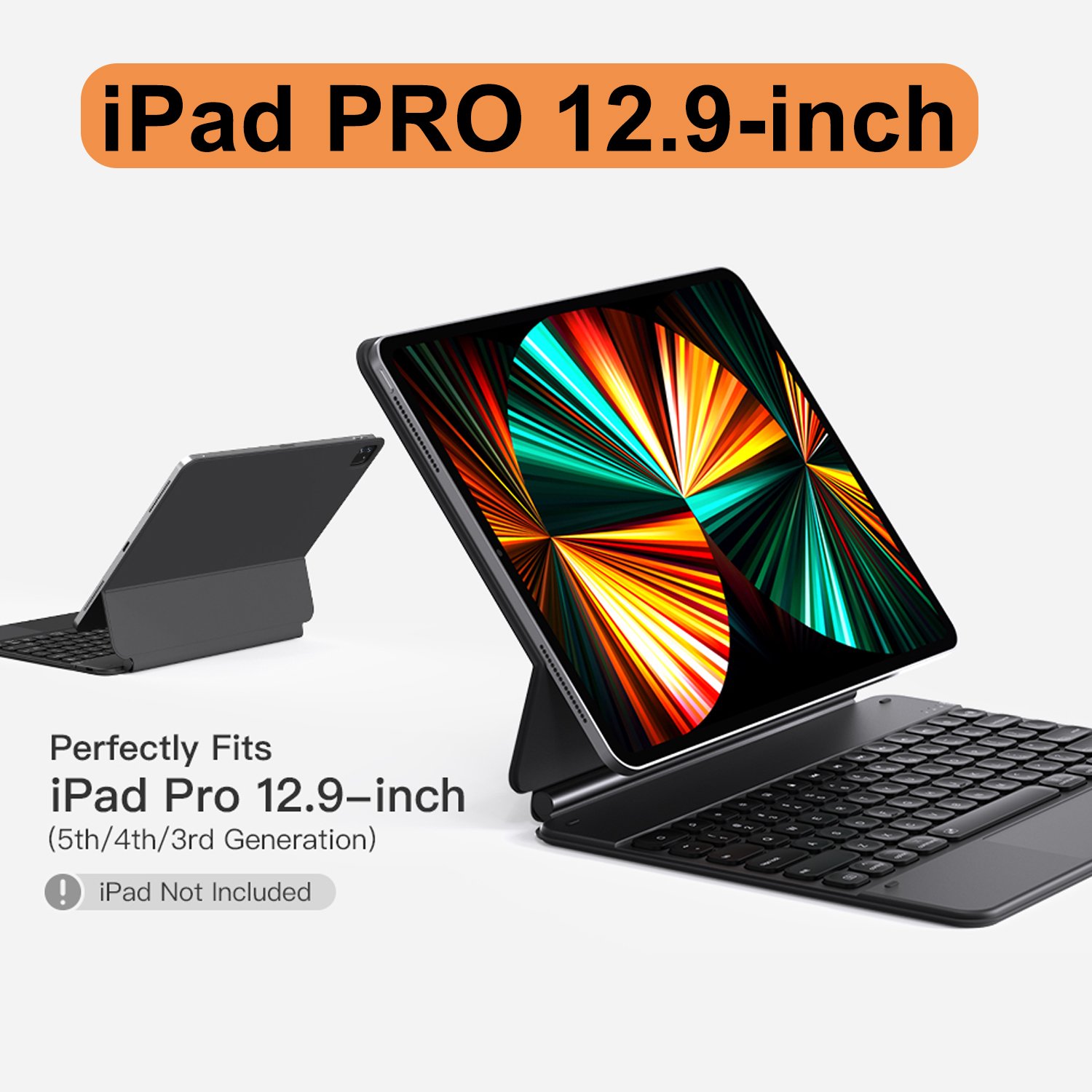 KOZH 2022 New 7 Color Backlight Shortcut Bluetooths Magic Keyboard Compatible with iPad Pro 12.9-inch(5th/4th/3rd Generation),