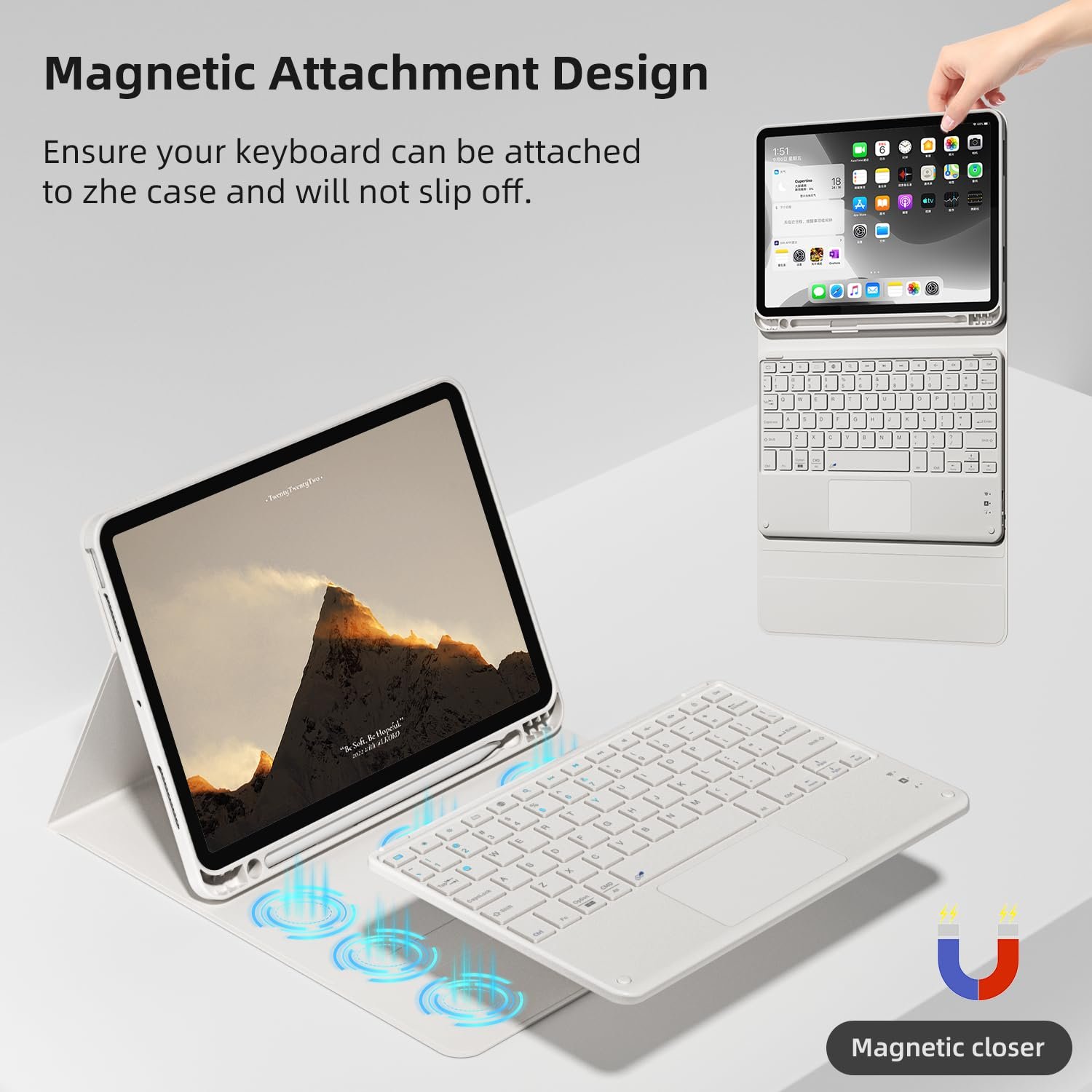 Touchpad Detachable Tablet Keyboard Cover with Pencil Holder Keyboard Case for iPad Air 11 inch 6th/5th/4th iPad Keyboard case