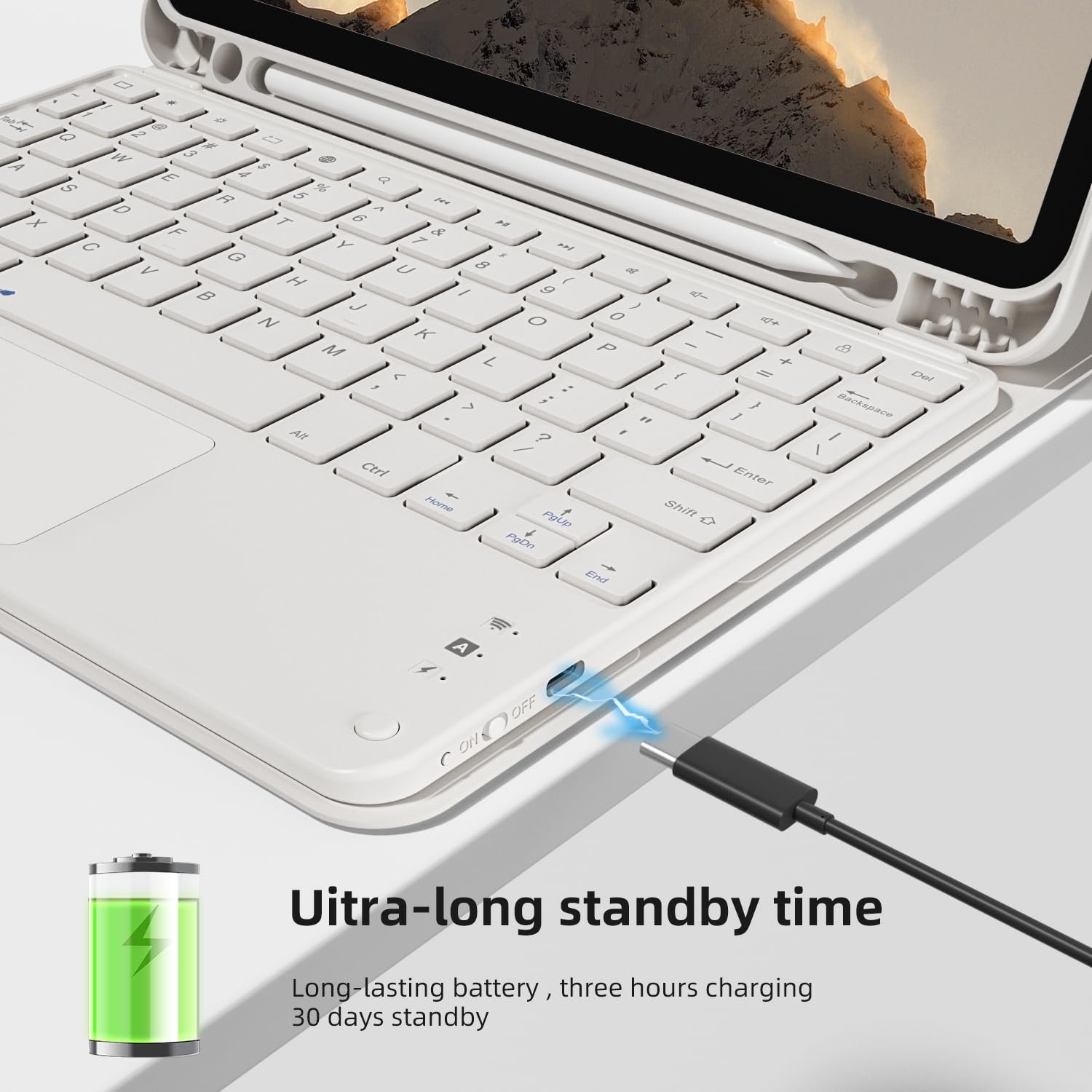 Touchpad Detachable Tablet Keyboard Cover with Pencil Holder Keyboard Case for iPad Air 11 inch 6th/5th/4th iPad Keyboard case