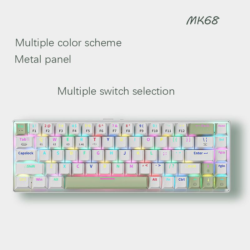 68 key red switch mini hot swappable computer accessories teclado mecanico rgb games gaming laptops wireless mechanical keyboard