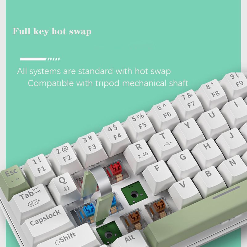 68 key red switch mini hot swappable computer accessories teclado mecanico rgb games gaming laptops wireless mechanical keyboard