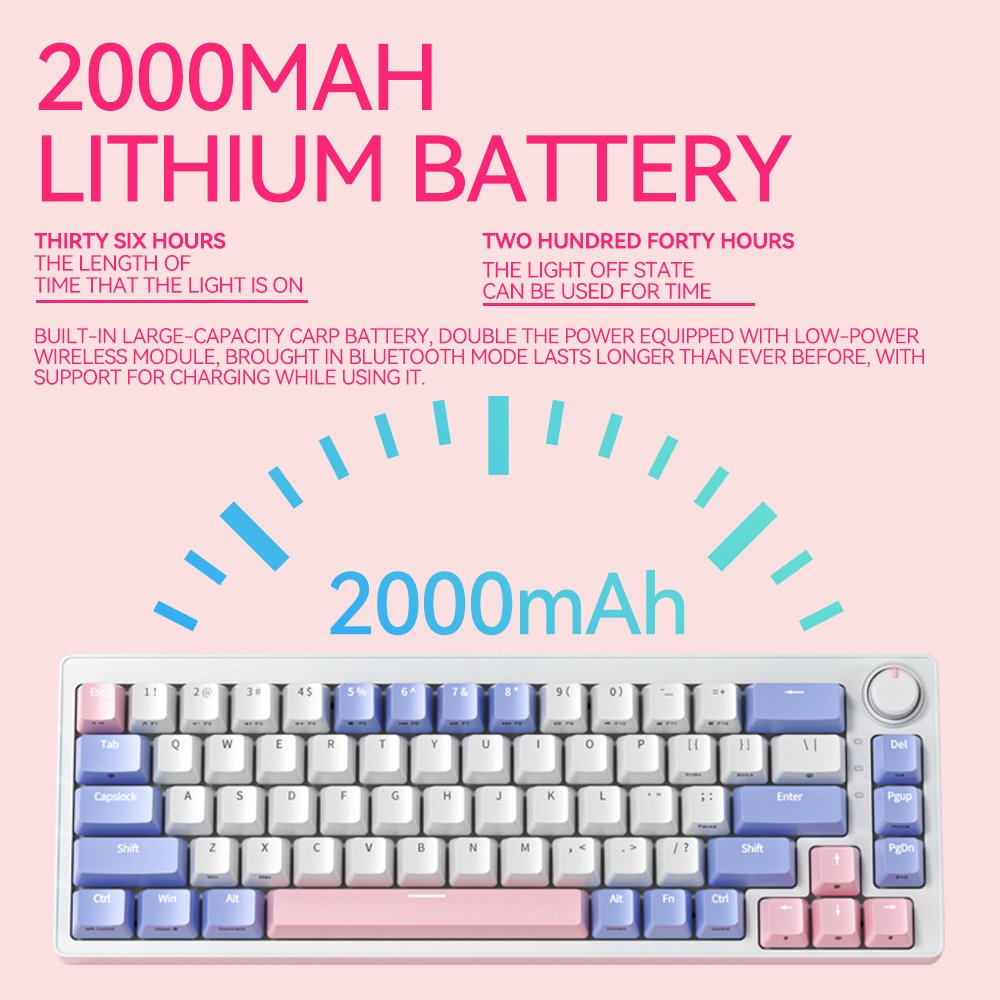 60% Hot Swappable 2.4G BT USB-C Wired Keyboard Gamer RGB Backlight Anti-Ghosting Mechanical Gaming Keyboard With Knob
