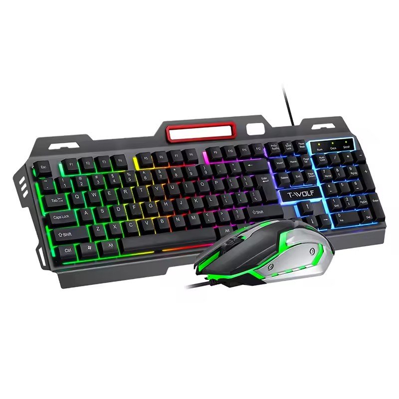 Mechanical feel gaming keyboard and mouse combo LED backlight iron feel keyboard 4D gaming mouse 3200DPI for the desktop laptop