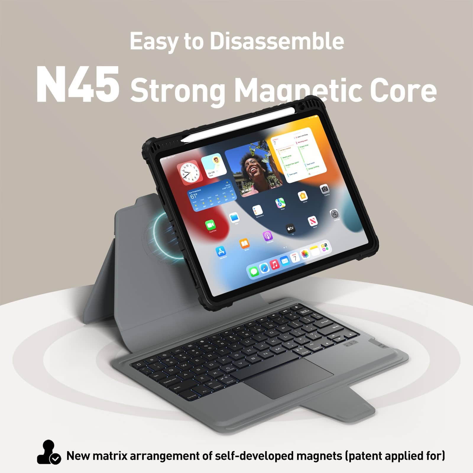 Nillkin Kickstand Bluetooth Keyboard Tablet Covers with Backlit Cases For iPad Air 10.9 2020/Air4/Air5/Pro112020/2021/2022