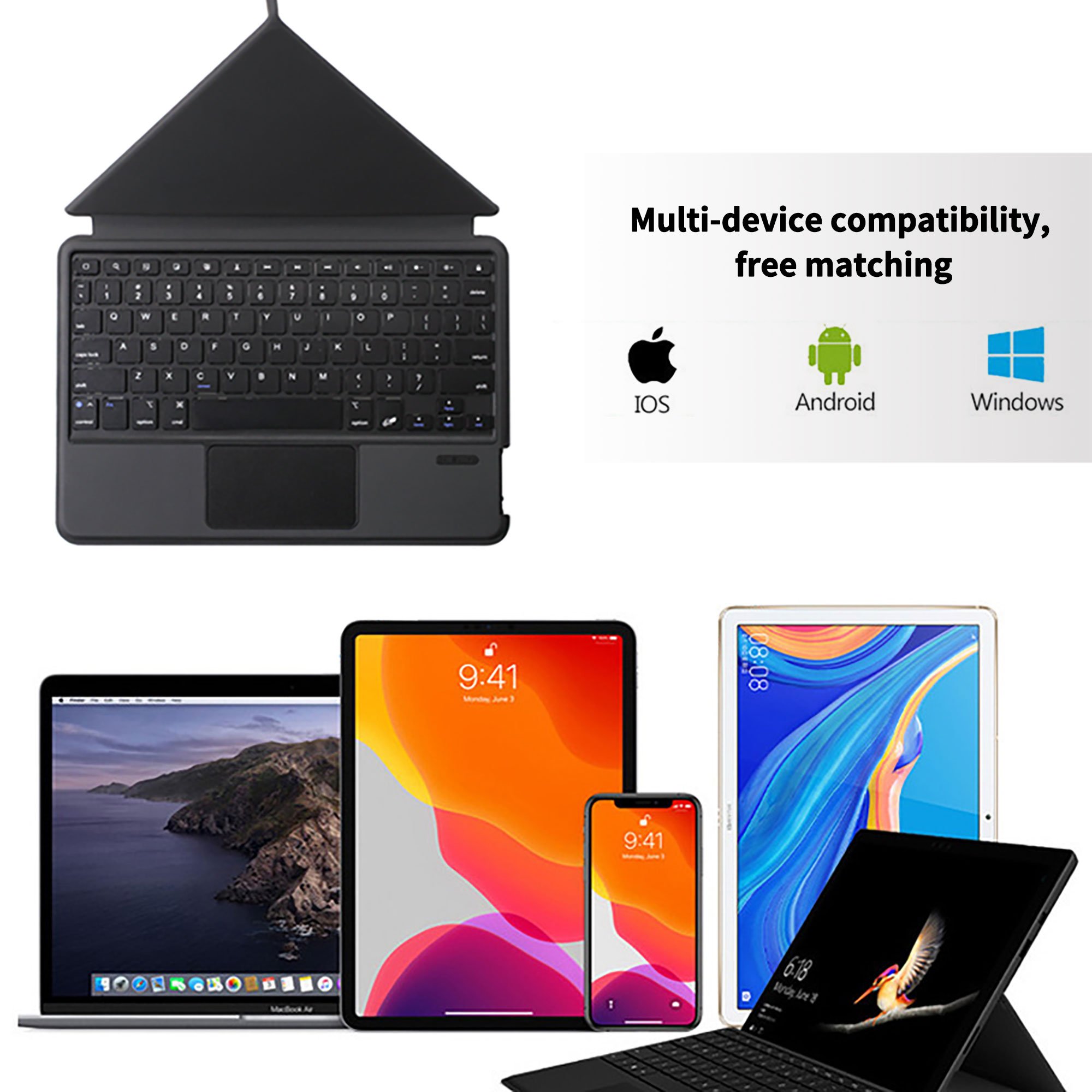 BSCI Supplier Support Customized Wholesale PU Leather Belt Keyboard Protective Cover Tablet Case For Samsung iPad Huawei Xiaomi