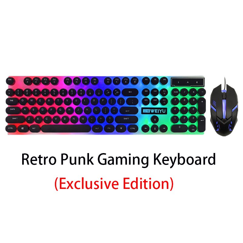 104-Key Punk Mechanical RGB Backlit Keyboard Luminous Feel Wired Game Access USB Laptop Desktop eSports Office Stocked