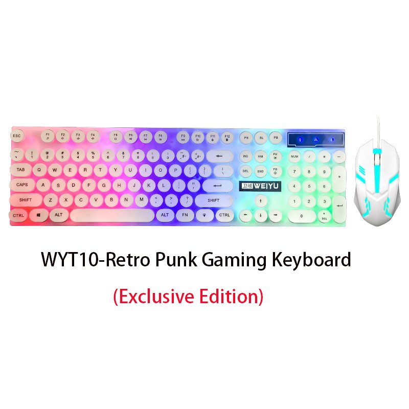 104-Key Punk Mechanical RGB Backlit Keyboard Luminous Feel Wired Game Access USB Laptop Desktop eSports Office Stocked