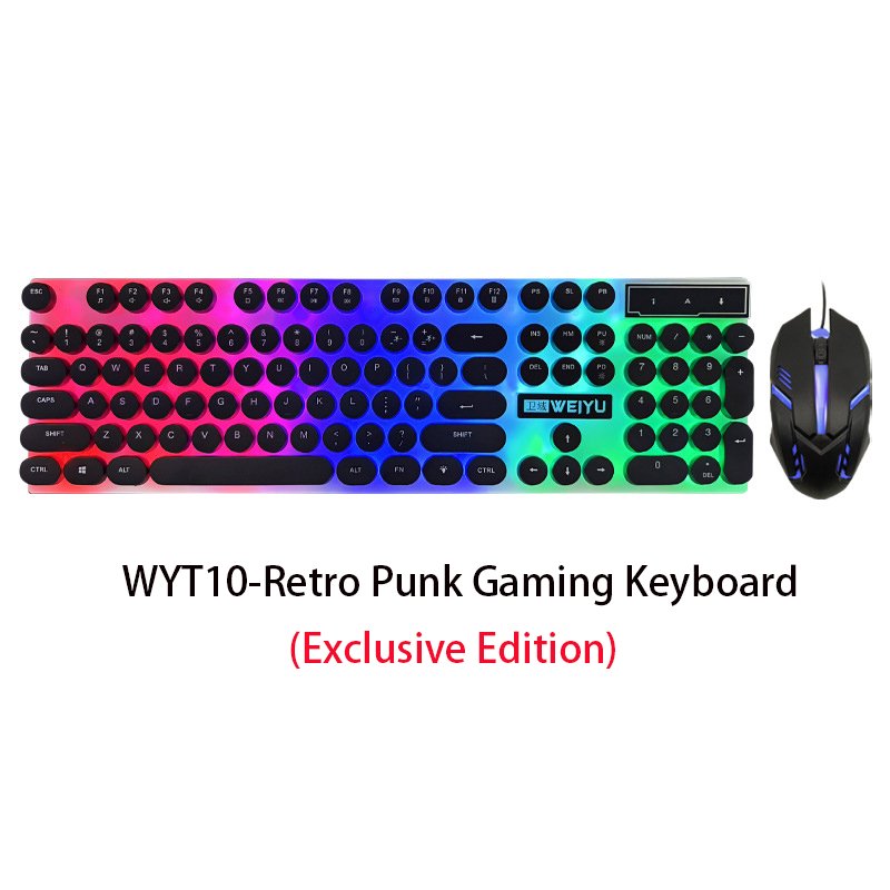 104-Key Punk Mechanical RGB Backlit Keyboard Luminous Feel Wired Game Access USB Laptop Desktop eSports Office Stocked