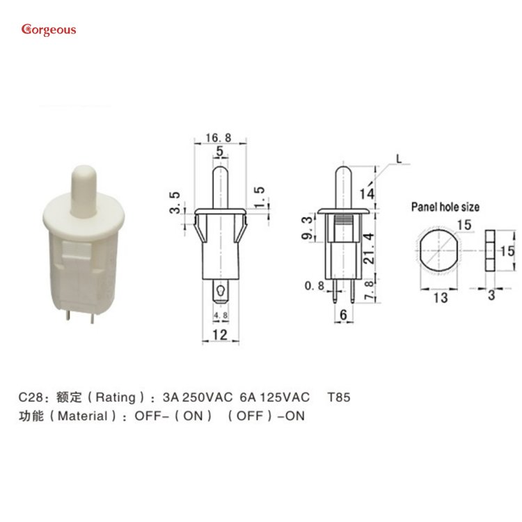 price push button electrical switch normally open cabinet electric momentary for wardrobe kitchen cabinet led light