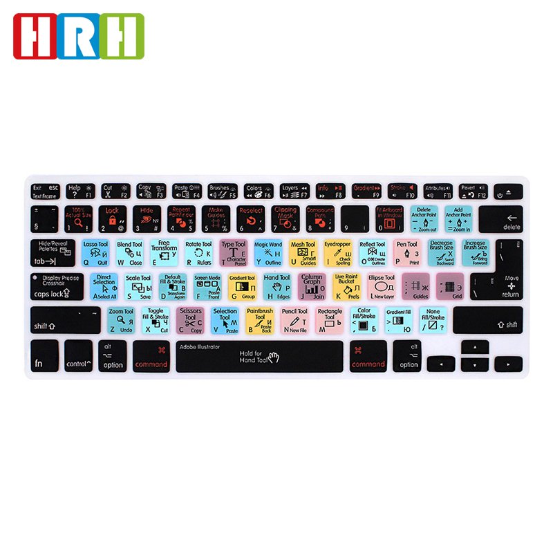 Ado be Illustrator AI Hotkeys silicone keyboard skin Protector Custom For macbook 13 15 laptop russian keyboard cover