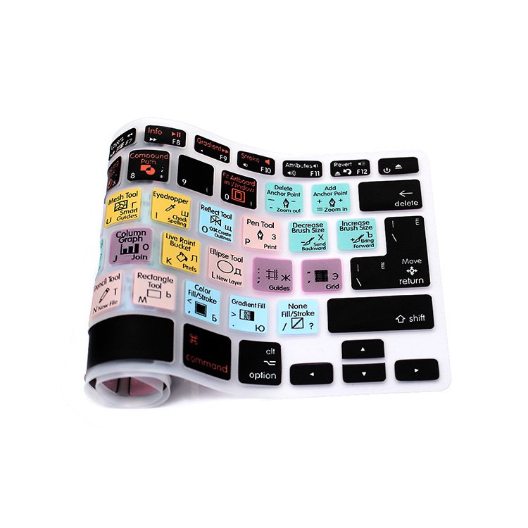 Ado be Illustrator AI Hotkeys silicone keyboard skin Protector Custom For macbook 13 15 laptop russian keyboard cover