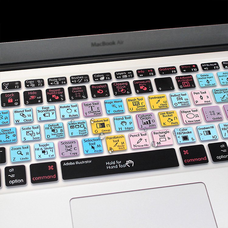 Ado be Illustrator AI Hotkeys silicone keyboard skin Protector Custom For macbook 13 15 laptop russian keyboard cover