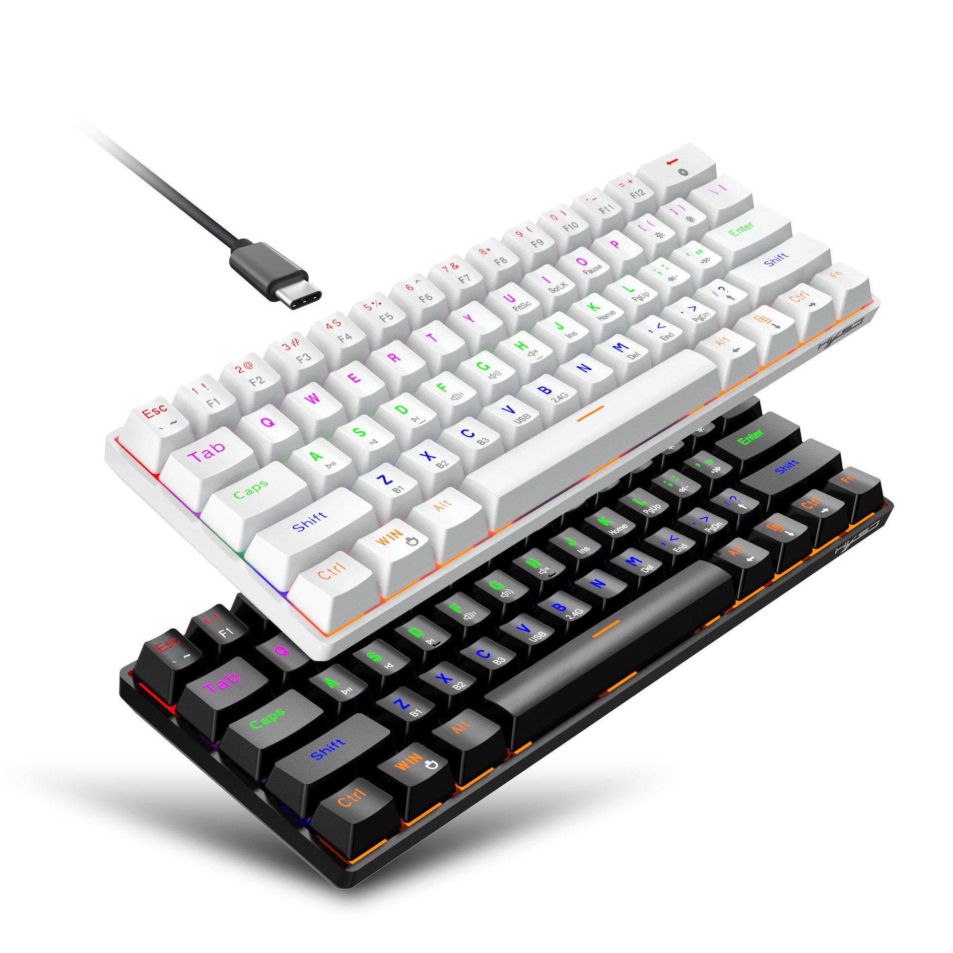 New Purple 60% Mechanical Keyboard Mini Gaming Style USB Interface DIY Kits with 61keys for Desktop Use