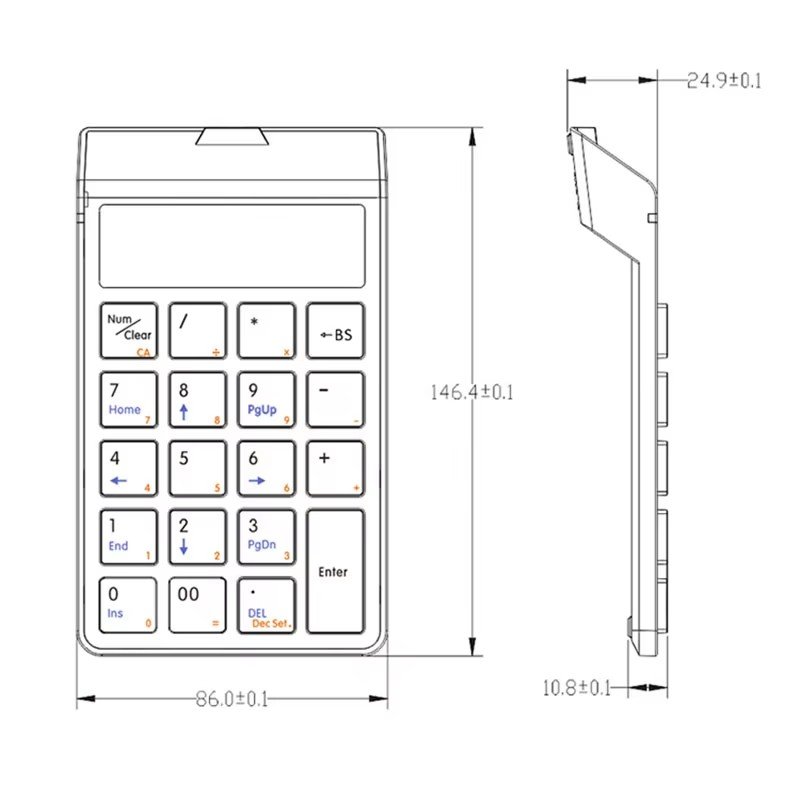2-in-1 Bluetooth Wireless Numeric Keyboard USB Charging Calculator Keypad Switch Type Laptop Tablet Use New Accounting Display